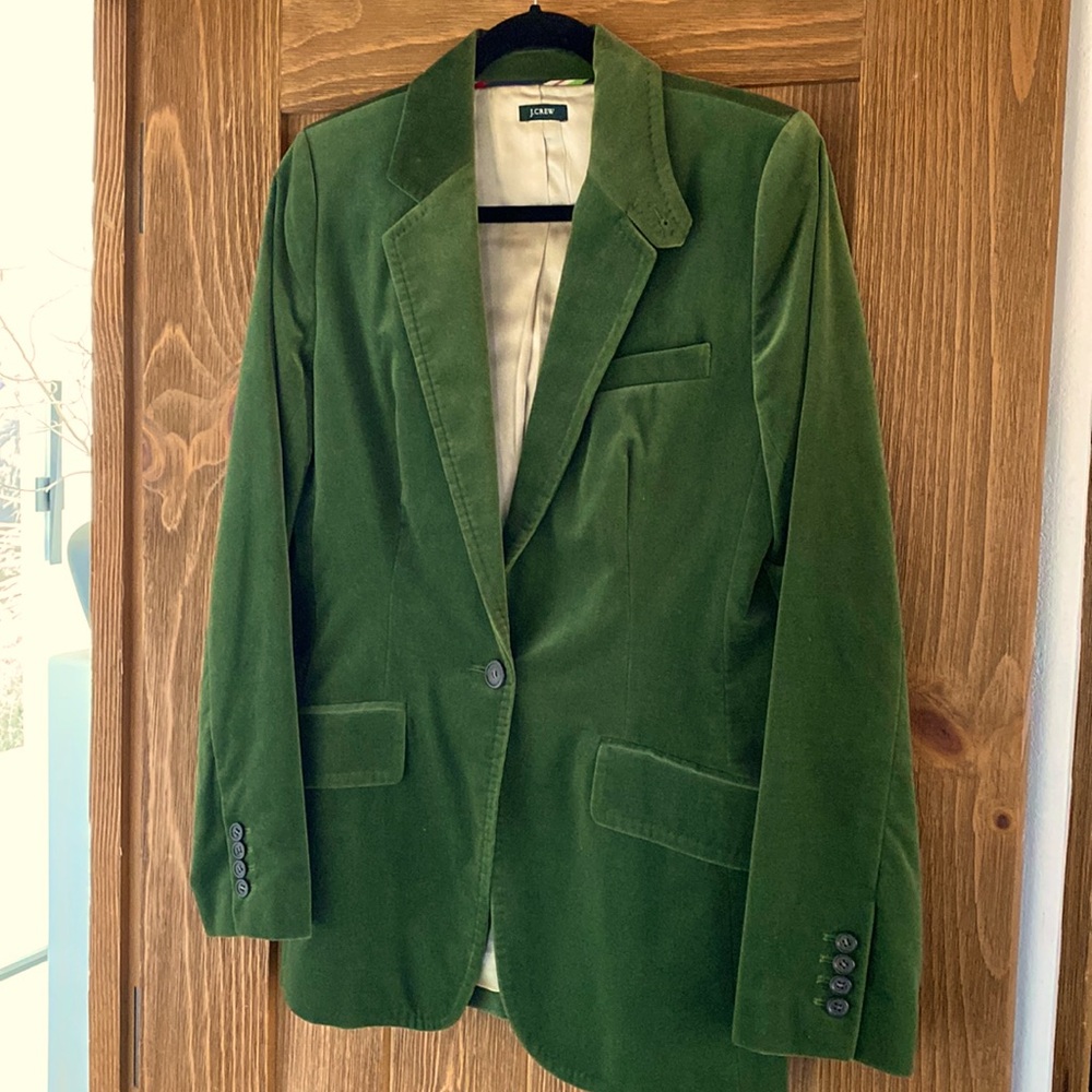 J.Crew women’s green cotton velvet jacket - size 8